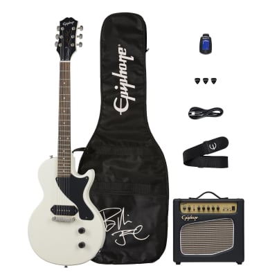 Epiphone Billie Joe Armstrong Les Paul Junior Electric Guitar Player Pack, Classic White for sale