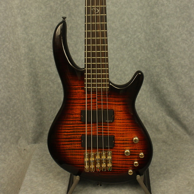 Dean Edge Pro 5 Tiger Eye Active 5 String Electric Bass with Case