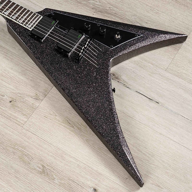 ESP LTD KH-V Kirk Hammett Signature Guitar, Ebony Fretboard, Black Sparkle image 1
