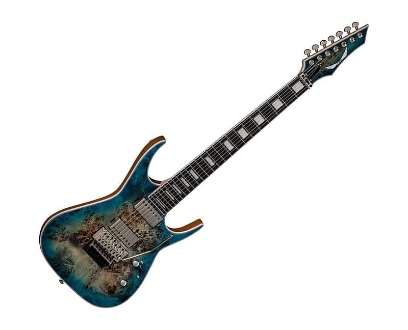 Dean Exile Select Floyd 7 Guitar - Burl Poplar Satin Turquoise Burst image 1