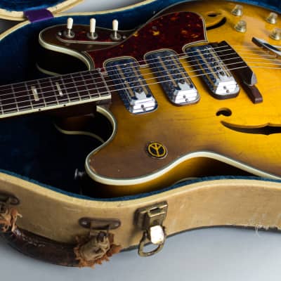Harmony  H-75 Thinline Hollow Body Electric Guitar (1960), ser. #467H75, original two-tone hard shell case. image 12