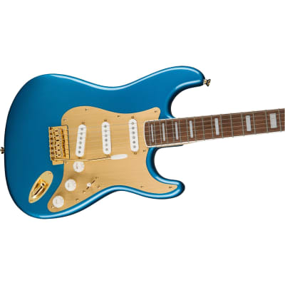 Squier (Fender) 40th Anniversary Stratocaster Guitar, Gold Lake Placid Blue image 2