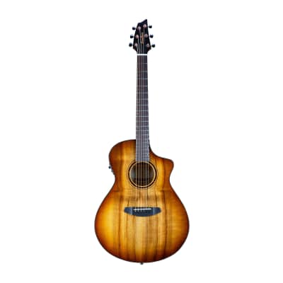 Breedlove Pursuit Exotic S Concert 6-String Myrtlewood Wood Top Acoustic Electric Guitar with Slim Neck and Pinless Bridge (Right-Handed, Amber) for sale