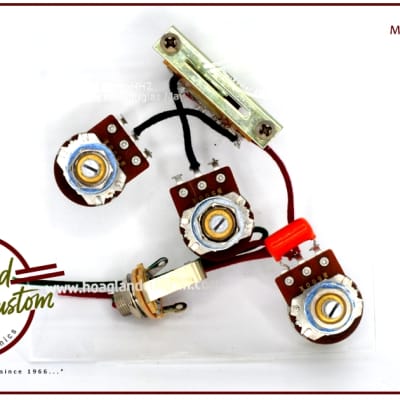 Hoagland Custom Handcrafted HH Style Stratocaster Wiring - 2 Volumes, 1 Tone - Orange Drop Cap image 2