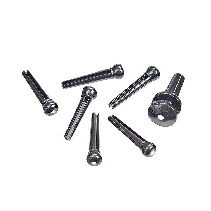 D'Addario Injected Molded Bridge Pins with End Pin Set, Ebony with Ivory Dot image 1