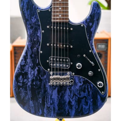 James Tyler USA Studio Elite HD-Black Shmear with Royal Blue Tint Semi-Gloss SSH w/Black Headstock, Midboost & Bypass Button for sale