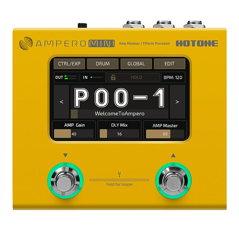 Hotone Ampero Mini MP-50 Guitar Bass Amp Modeling IR Cabinets Simulation  Multi Language Multi-Effects with Expression Pedal Stereo OTG USB Audio