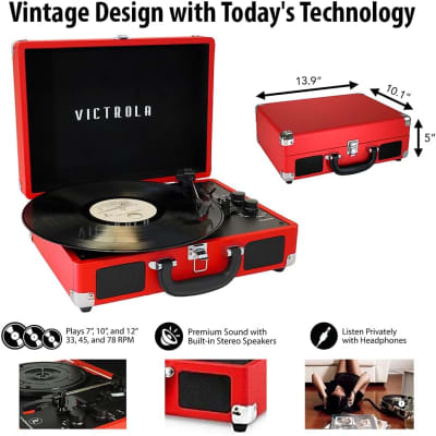Victrola Journey 3-Speed Bluetooth Record Player Built-in Speakers Bundle with Victrola Cleaning Kit image 4
