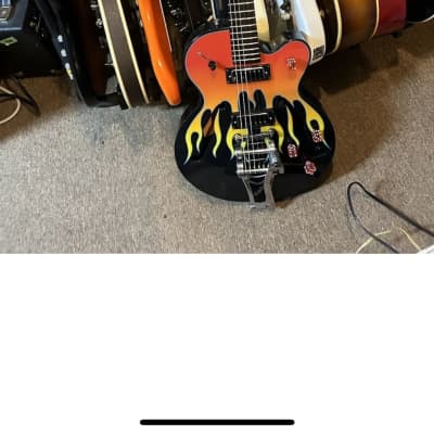 Epiphone  Flamekat 2003 - Black, fire, Bigsby for sale