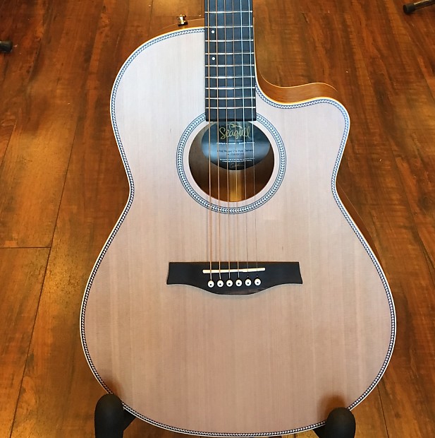 Seagull Artist Mosaic Cutaway Folk Acoustic Electric Guitar Reverb