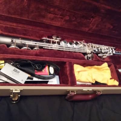 Sax Dakota Professional Soprano Saxophone, Model SDSS1024 in Gray Onyx with Satin Silver Keys and Trim image 3
