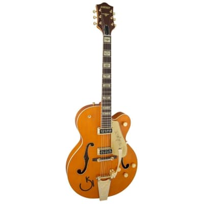 Gretsch G6120T-55 Vintage Select Edition '55 Chet Atkins 6-String Right-Handed Electric Guitar with Hollow Body, Bigsby Tailpiece, and Rosewood Fingerboard (Vintage Orange Stain Lacquer) image 4