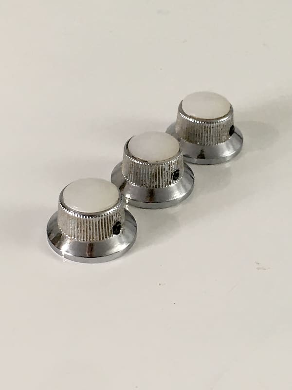 Three Chrome Pearl Top Strat Knobs For Fender Strat Electric Reverb