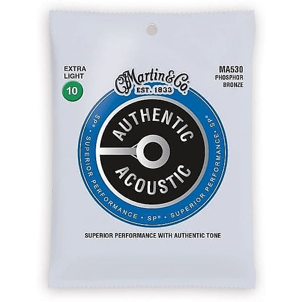 Martin Strings MA530 Phosphor Bronze Authentic Acoustic Guitar Strings Extra Light 10-47 image 1