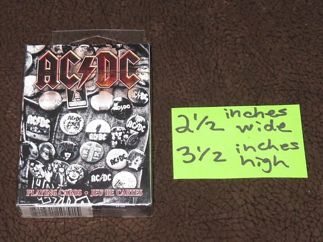 new sealed in packaging AC/DC Playing Cards 2.5 inches W x | Reverb