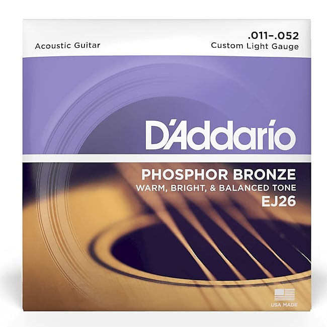 D'Addario EJ26 Phosphor Bronze Acoustic Guitar Strings, Custom Light Gauge (11-52) image 1