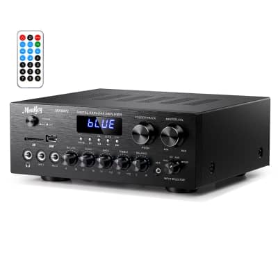 Home Audio Amplifier Stereo Receivers With Bluetooth 5.0, 220W 2.0 Channel Power Amplifier Stereo System W/Usb, Sd, Aux, Rca, Mic In W/Echo, Led For Karaoke, Home Theater Speakers - Mamp1 image 1