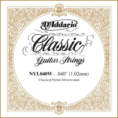 D'Addario NYL040W Silver-plated Copper Classical Single String .040