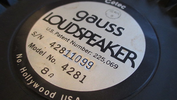 Cetec Gauss Loudspeaker 4281 12'' Speaker Serial number