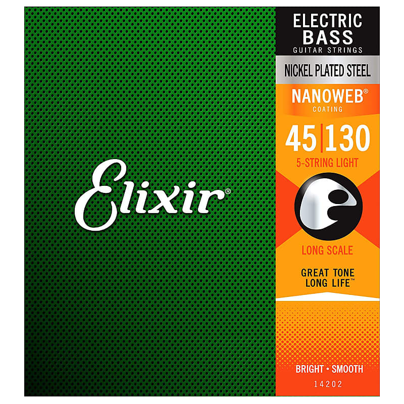Elixir 14202 Electric Bass Nickel Plated Nanoweb Light 45-130 Long Scale image 1