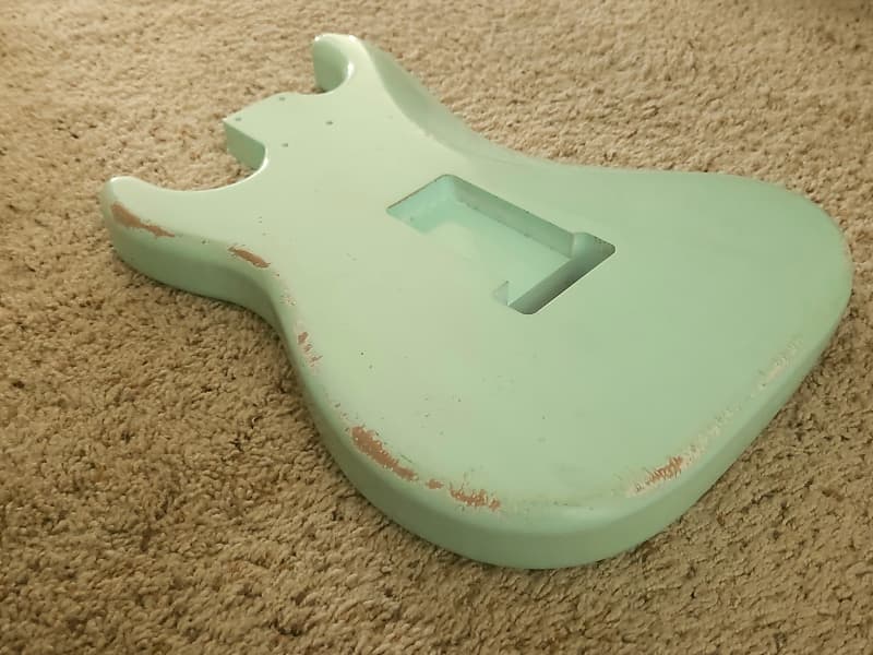 MJT Stratocaster Relic Alder Body Nitro Surf Green | Reverb