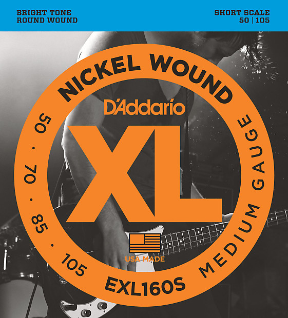 D'Addario EXL160S Nickel Wound Short Scale Bass Guitar Strings, Medium Gauge image 1