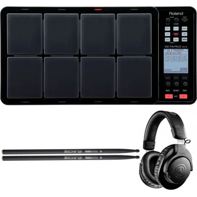 Roland Octapad SPD-30 Digital Percussion Pad (Black) with Audio-Technica ATH-M20xBT Headphones and 5A Drumsticks