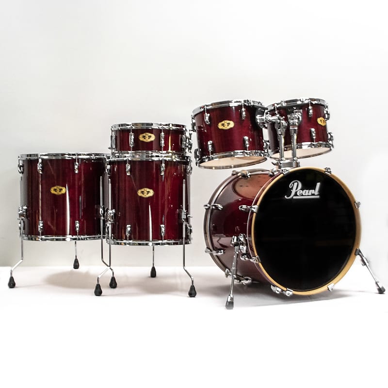 Pearl Vision SST Maple 12/13/16/18/22/14 Red Lacquer Drum Set image 1
