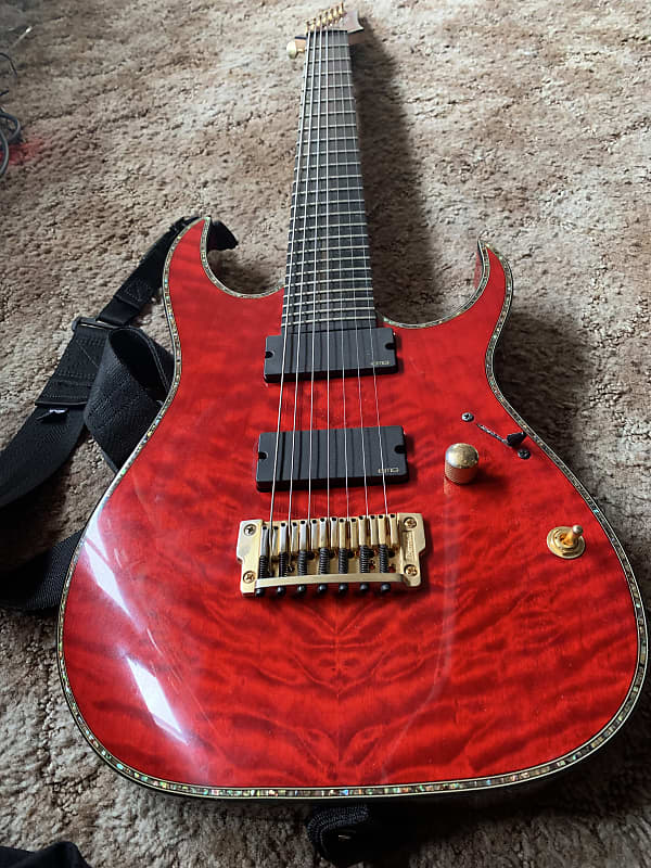 Ibanez Iron Label RGIX27FEQM Red 7 String Guitar + Hard Case Ibanez Iron Label RGIX27FEQM Red 7 String Guitar + Hard Case