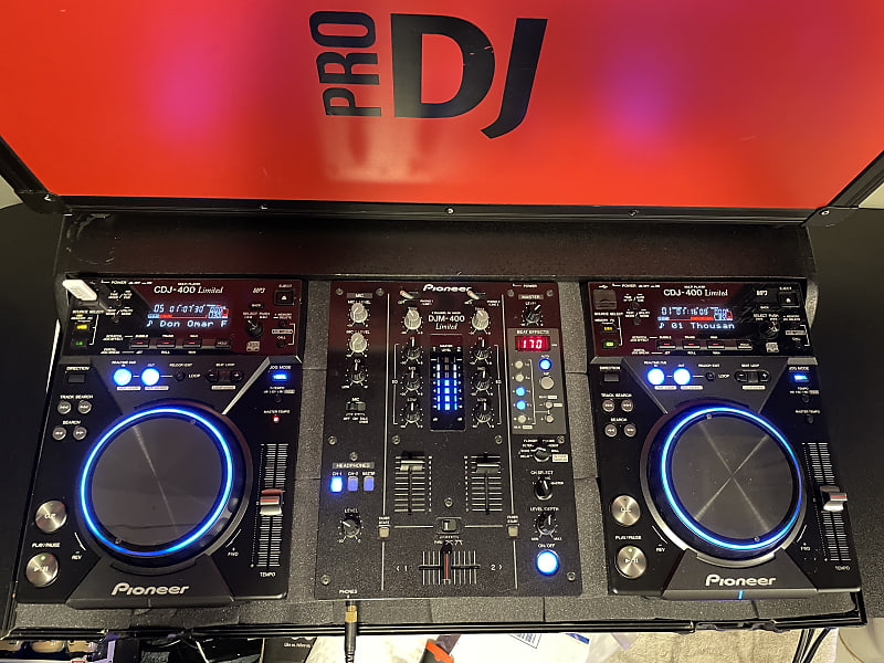 Pioneer DJ DJM-400 & CDJ-400 Pair Limited Black Blue + Custom Case DJM400  CDJ400