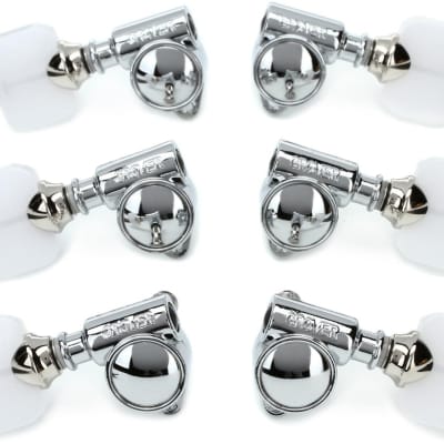 Grover 103C  Original “Milk Bottle” Rotomatic Tuners 3 +3 Chrome Finish w/Pearloid Buttons image 4