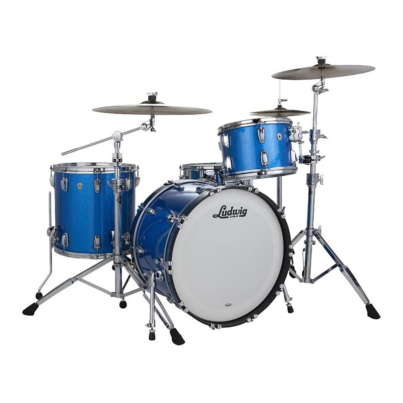 Ludwig Classic Maple Fab Drum Set Blue Sparkle image 1