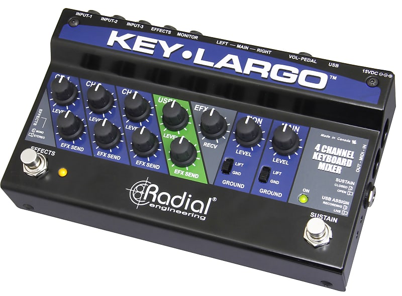 Radial Engineering KEY-LARGO Keyboard Mixer, 3 Stereo Inputs, Effects Bus, USB, Balanced XLR Outputs image 1