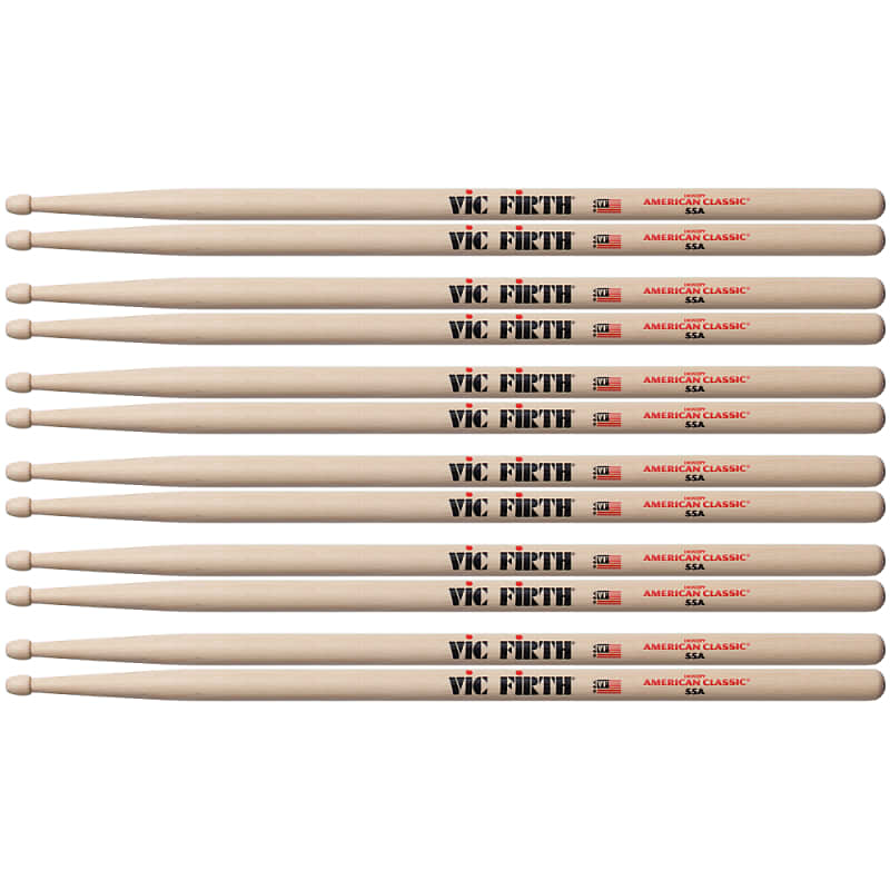6 Pairs Vic Firth 55A Wood Tip American Classic Hickory Drumsticks image 1