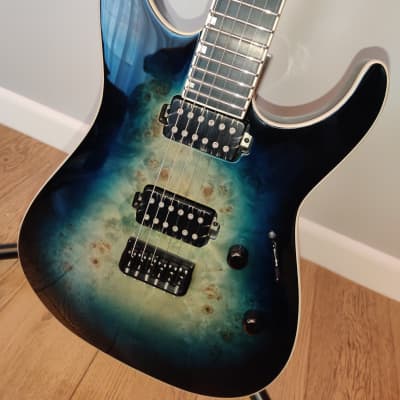 Guitar ESP E-II M-II Mercury Blue Bare Knuckle Stainless Steel Frets image 1