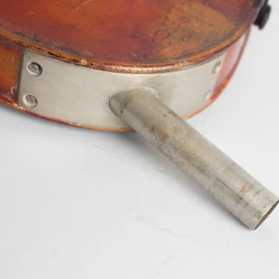 Jar Krumphans Praha  Resophonic Violin,  c. 1900, black hard shell case. image 11