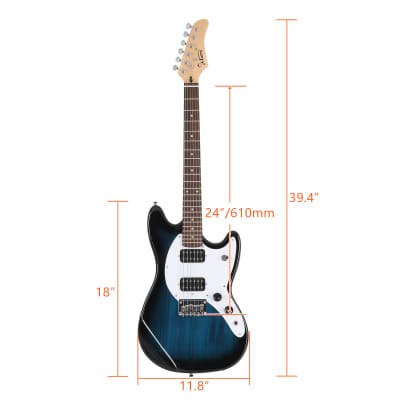 Glarry Full Size 6 String H-H Pickups GMF Electric Guitar with Bag Strap Connector Wrench Tool Blue image 9