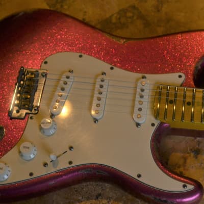 American Fender Stratocaster Relic Custom Pink Magenta Sparkle Colorshift! image 21