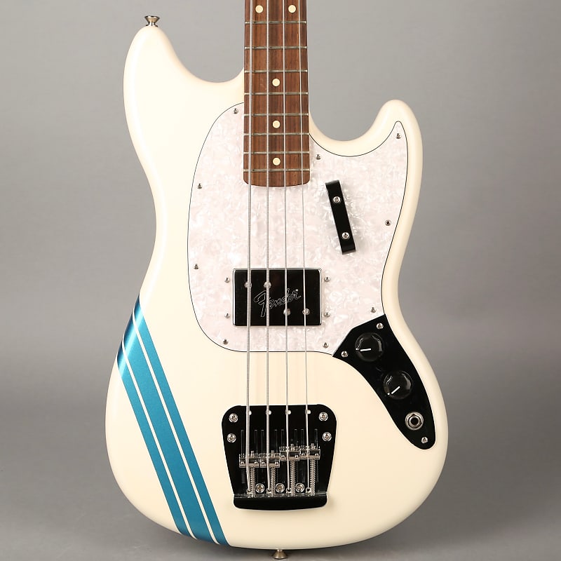 Fender Pawn Shop Mustang Bass - 2012 - White w/Competition Stripe image 1