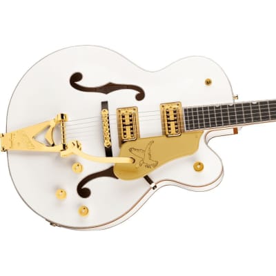 Gretsch G6136TG Players Edition Falcon Hollow Body 6-String Right-Handed Electric Guitar with Bigsby, Gold Hardware and Ebony Fingerboard (White) image 3