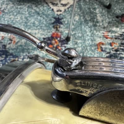 Rikki Rocket's Poison, Slingerland 5x14" Radio King Snare Drum 1951 - Marine Pearl image 6