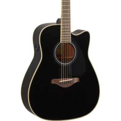Yamaha FGC-TA TransAcoustic Dreadnought Acoustic electric Guitar Black image 2