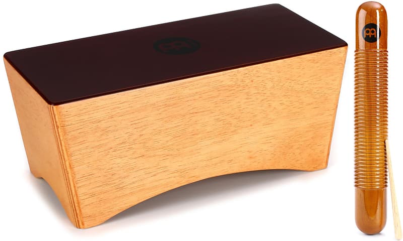 Meinl Percussion Bongo Cajon - Super Natural Bundle with Meinl Percussion  Wood Guiro - Amber