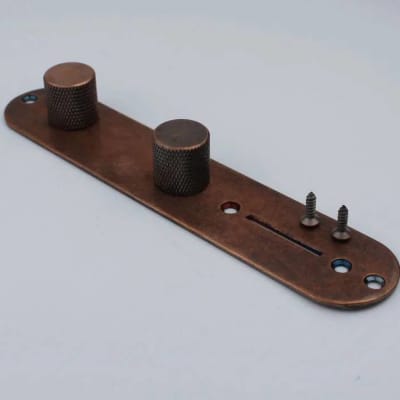 Bronze Tele Style Guitar Control Plate with Knobs and Screws