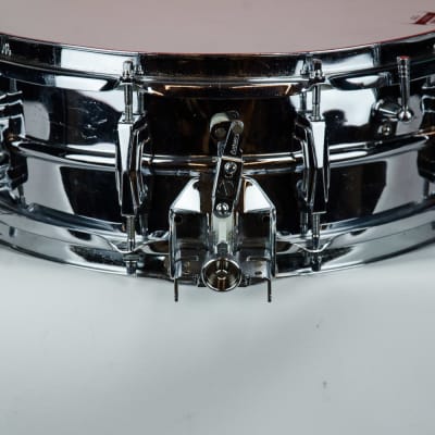Used Early 60's Ludwig 14 x 5" Super Sensitive Chrome over Brass Snare Drum, as is image 4