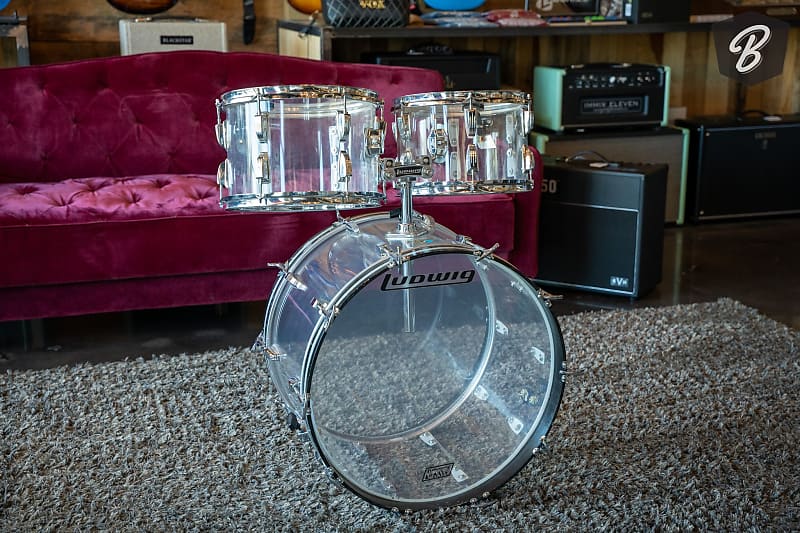 Vintage Ludwig 1970s Vistalite Big Beat Drum Kit Clear Reverb