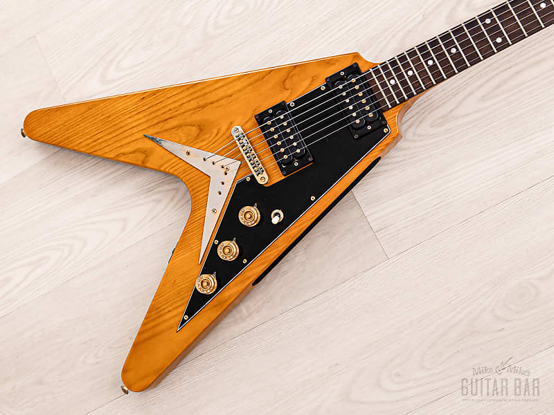 1977 Greco FV-900 Flying V Vintage Guitar Natural, Near-Mint w/ Case, Japan Fujigen, Rocket Roll Sr image 1