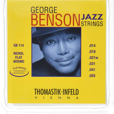 Thomastik-Infeld GB114 Jazz Guitar Strings: George Benson 6 String Set - Pure Nickel Flat Wounds E, B, G, D, A, E Set image 1