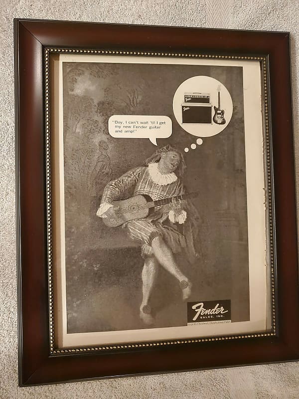 1962 Fender Guitars promotional Ad Framed Jazzmaster Blonde Showman Original imagen 1