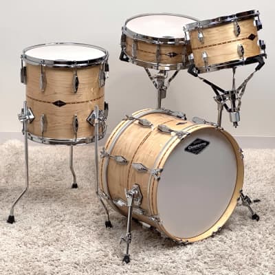 Craviotto 18/11/13/5x14" VIDEO Solid Maple 2024 - Gloss Maple w/ Mahogany Inlay image 4